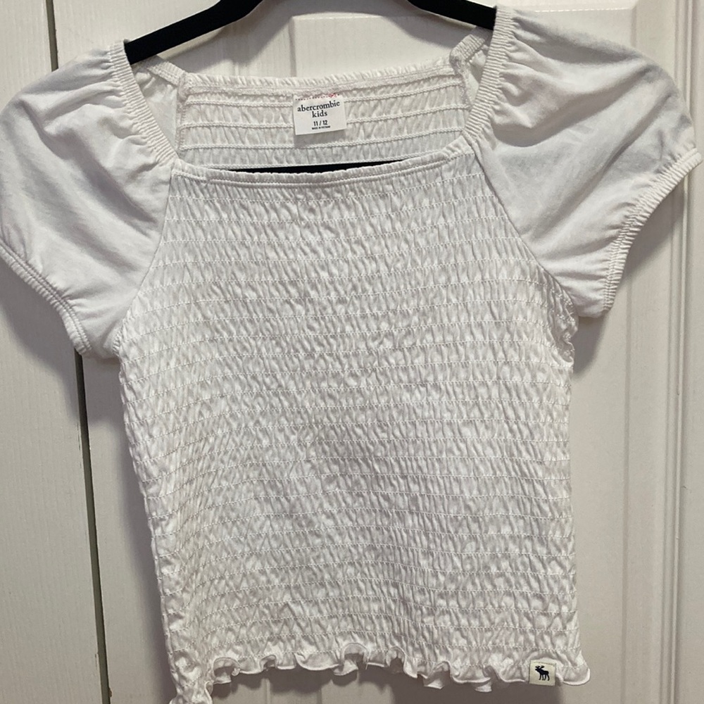 Abercrombie Kids 11/12 white scrunched/ruched shirt/blouse